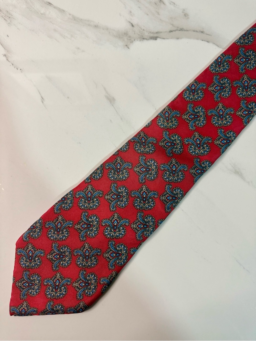 Christian Dior Red Paisley Men's Tie